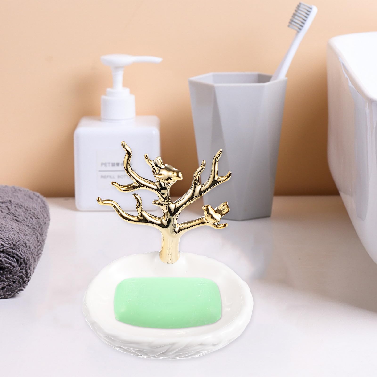 Vassoio Portasapone in Ceramica Bianco Drenaggio Creativo per Bagno e Casa, Mantiene Sapone Asciutto e Pulito Design Elegante e Funzionale