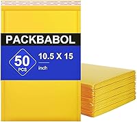 Vista 9 de packbabol Sobres de burbujas Kraft de 8.5 x 11 pulgadas, 50 unidades, pequeñas bolsas de envío de correo autosellables, sobres acolchados amarillos
