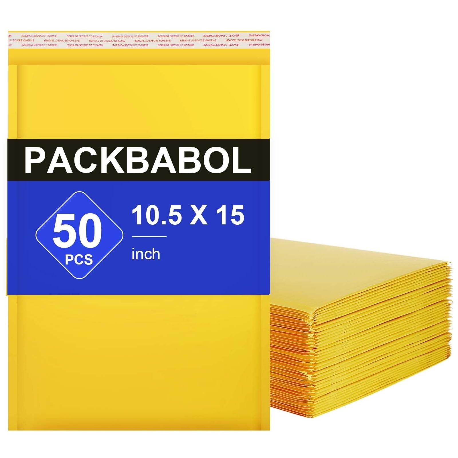 packbabol Sobres de papel kraft de burbujas de 10.5 x 15 pulgadas, paquete de 50 sobres de papel autosellantes para embalaje, sobres de fuerte adherencia, bolsas de envío acolchadas impermeables,