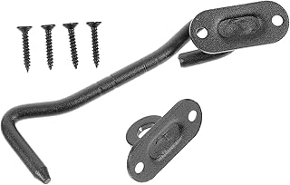 BETOOKY 2 Sets Stainless Steel Windproof Hook Black Hooks Swivel Hooks Window Hooks Gate Hook Lock Hook Latch with Screws Barn Door Hooks Hook Eye Latch Door Latch Lock Cabin Hook Latch