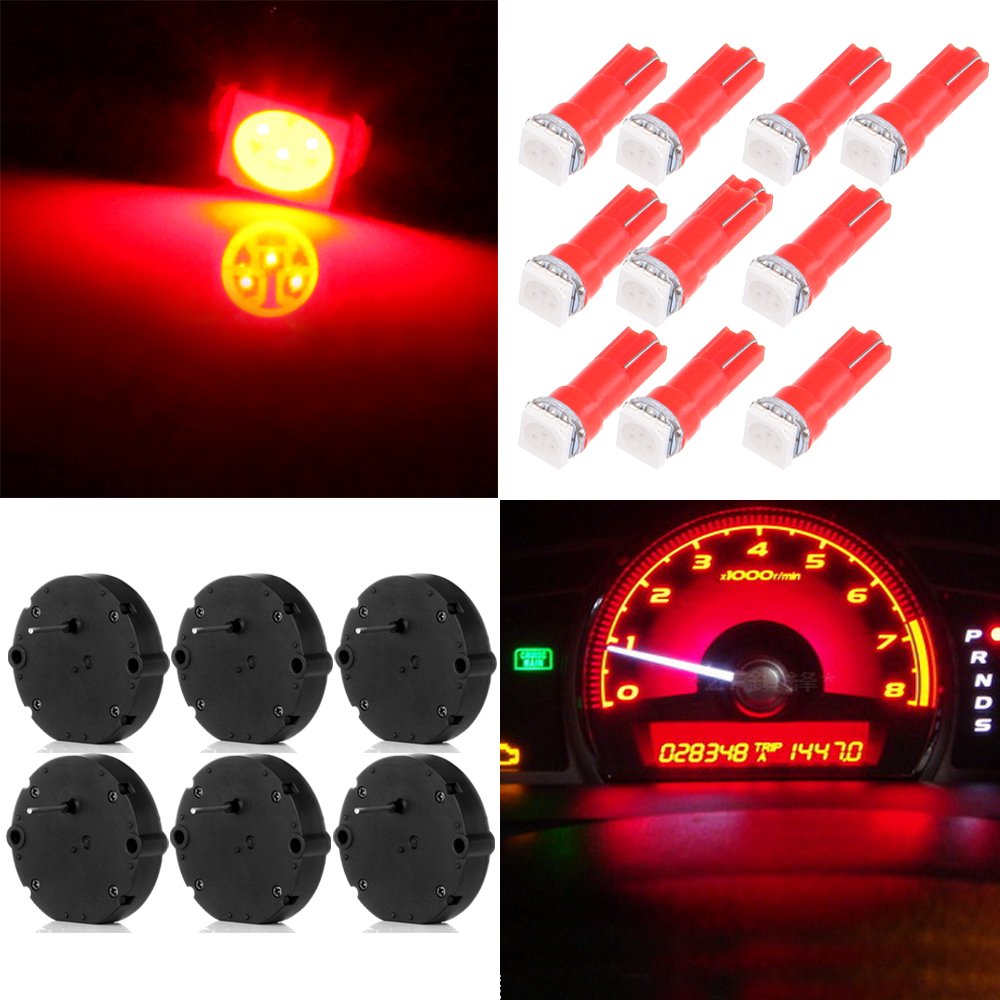 OCPTY 6 Pcs X27.168 Instrument Cluster Gauge Stepper Motor Kit with 10 Pcs T5 LED Light Bulbs - Fit for GM For Toyota For Honda For Ford For Chrysler For Chevy Silverados, Tahoes, Yukons, Suburbans