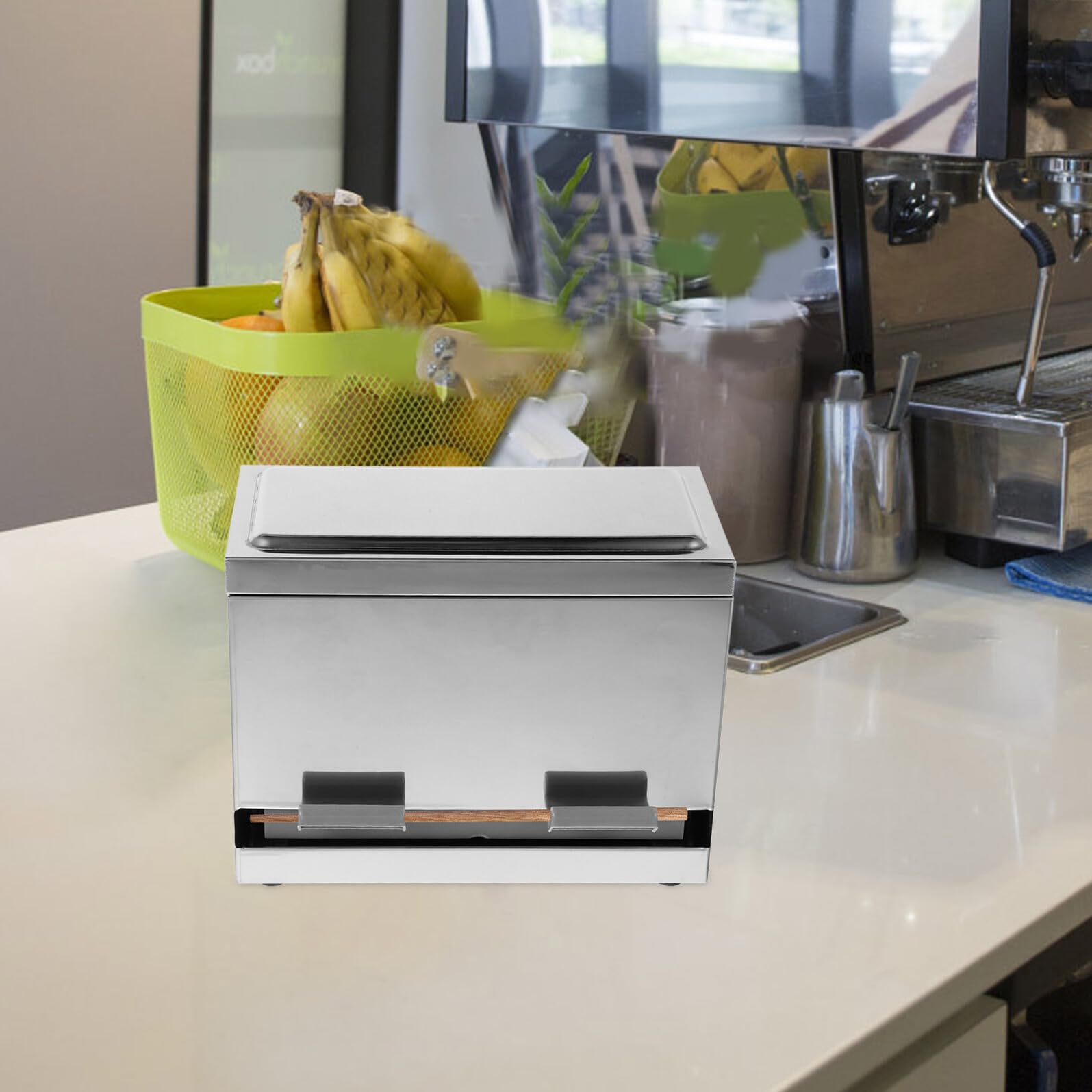 Edelstahl Essstäbchen Strohhalmspender mit Automatischem Pressmechanismus Großer Kapazität Langlebige Aufbewahrungsbox für Restaurants und Teeläden Praktischer Trinkhalmhalter