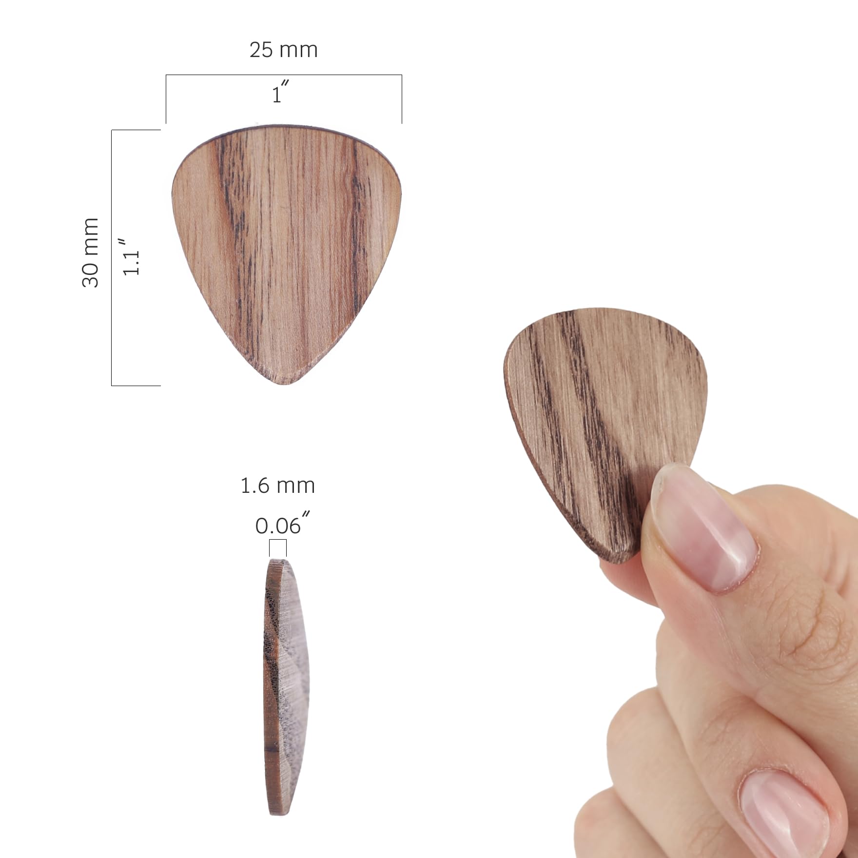 Plettro In Legno Rockys Con Catena Lunga 50 Cm - Per Chitarra Acustica, Elettrica E Classica