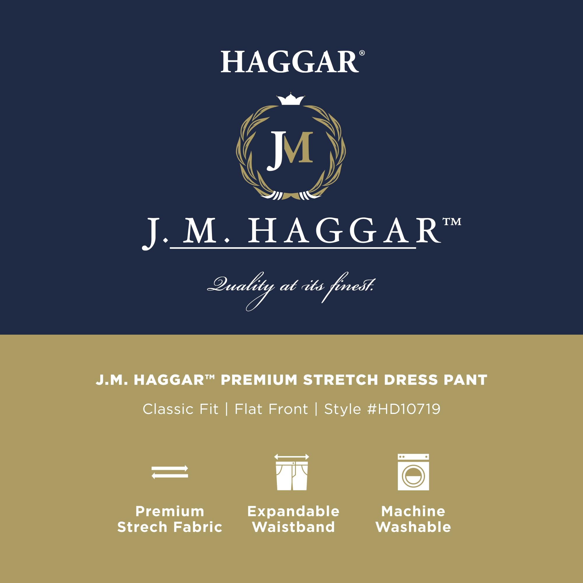 Haggar Classic Fit Flat Front Flex Waistband Stretch Dress Pant - Clásico Hombre