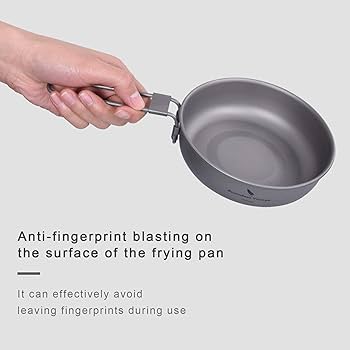 Poêle à Frire En Titane IBasingo - 18 Cm - Légère Et Anti-adhésive - Parfaite Pour Rando Et Camping