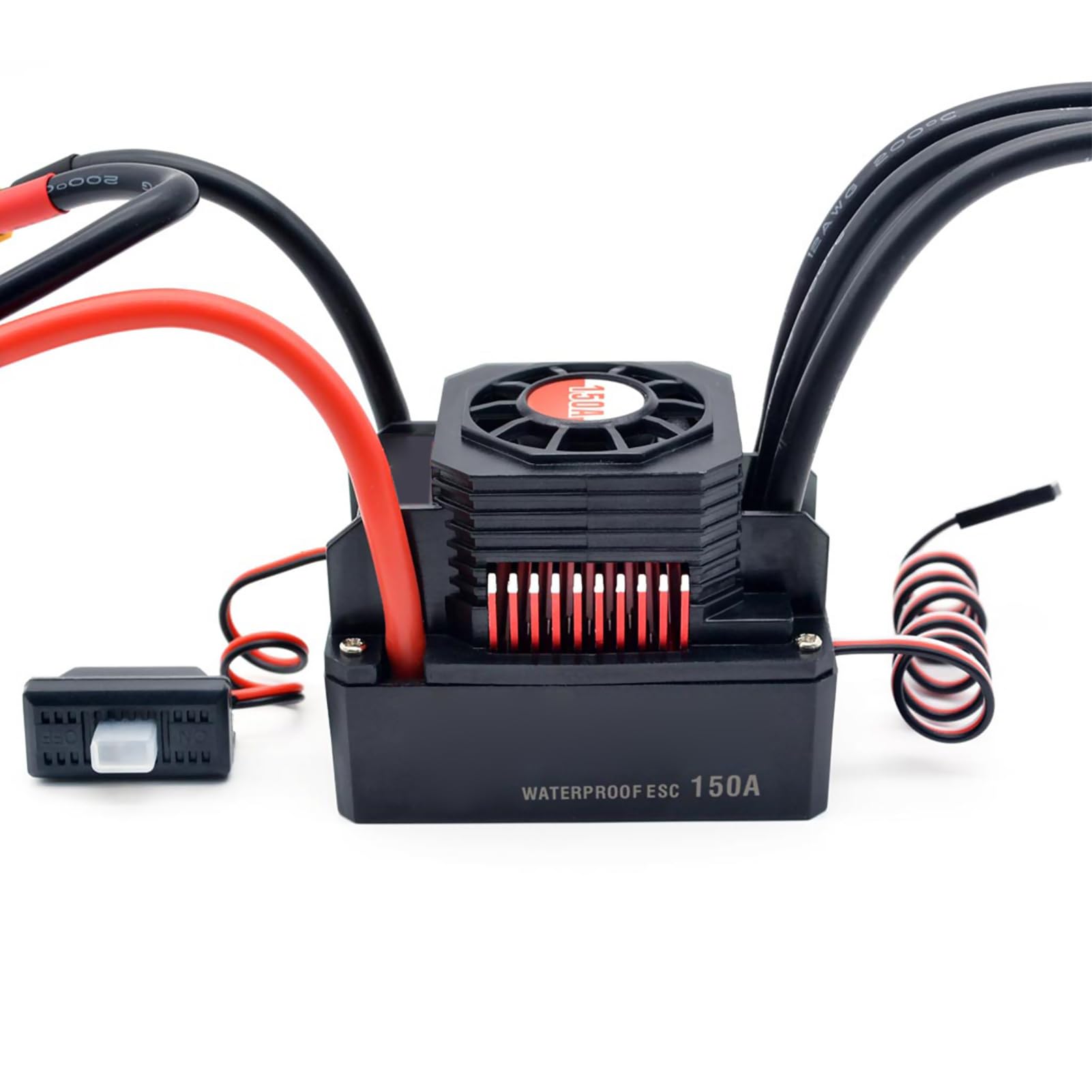 RiToEasysports Bezszczotkowy ESC 150A, Wodoodporny Elektroniczny Regulator Prędkości do Samochodu 1/8 RC z kartą programową, Kompatybilny z Silnikiem Bezczujnikowym, Doskonałe Odprowadzanie (150A)