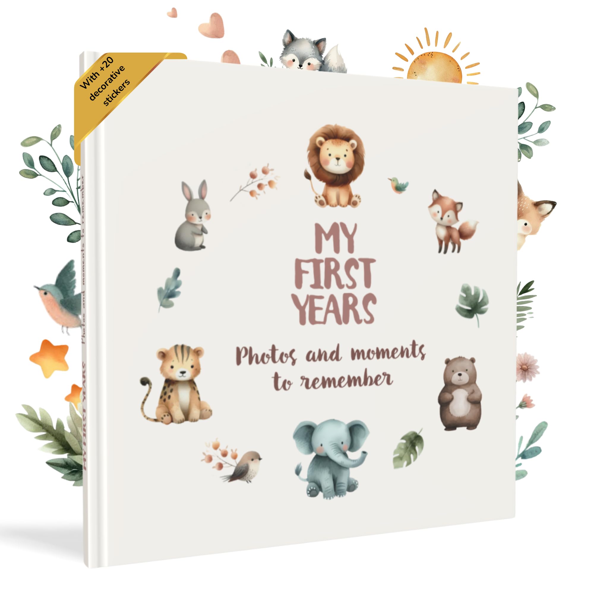 HuBorns - Baby Memory Book & Record Book, 50+ Pages and Stickers, Gifts & Essentials for Newborn, Neutral Keepsake for Boys & Girls, Baby Shower Gifts for Mum (Circle, English) โ image 1