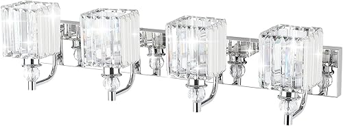 Miniatura 2 de Ralbay Lámpara de tocador negra cristalina para baño, 3 luces de 24 pulgadas, modernas lámparas de tocador de baño negro mate sobre espejo de pared