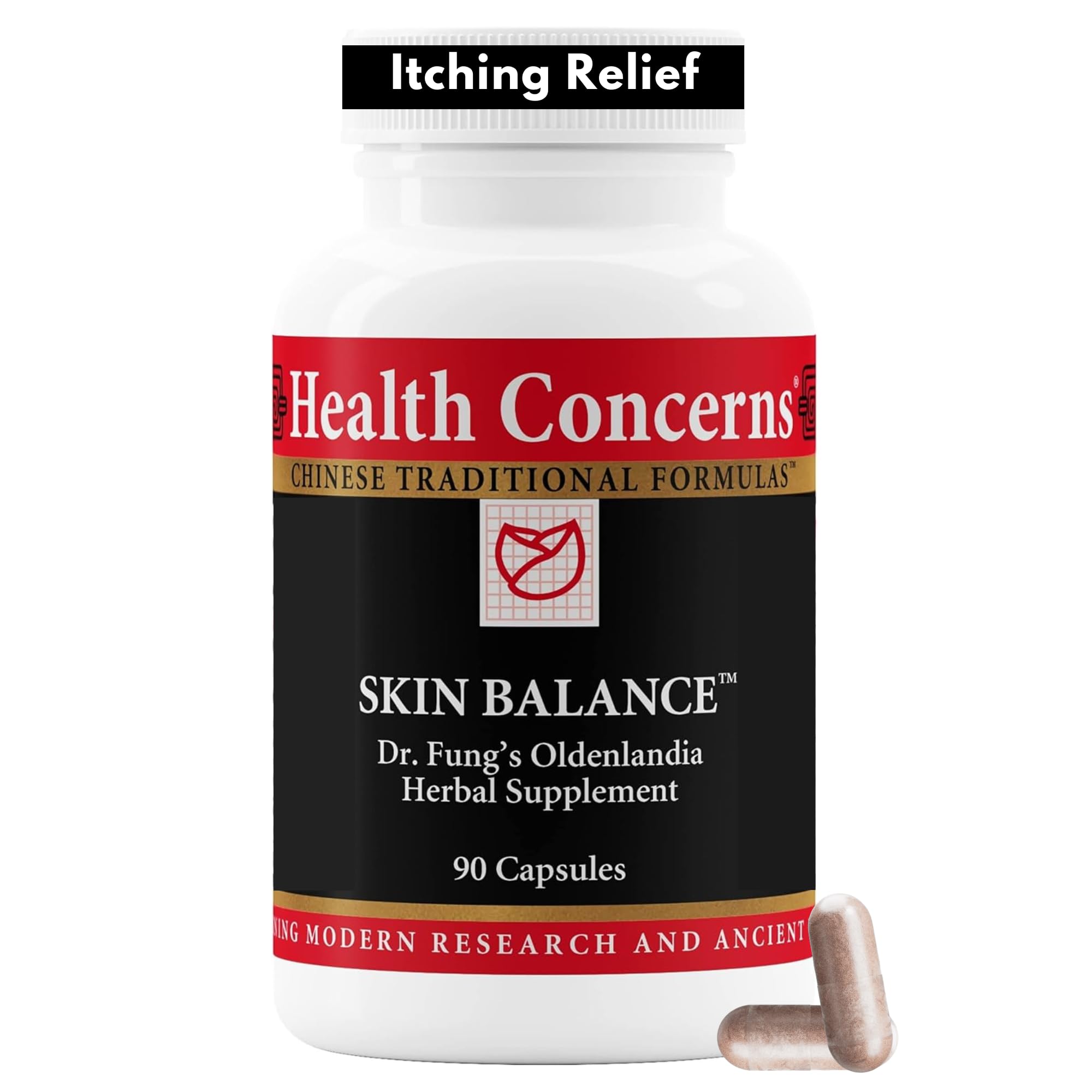 - Skin Balance – Herbal Supplement for Skin Support, Itching Relief, & Circulation – Chinese Herbal Supplements for Men & Women – Skullcap, Dong Quai, Coptis Root - 90 Capsules
