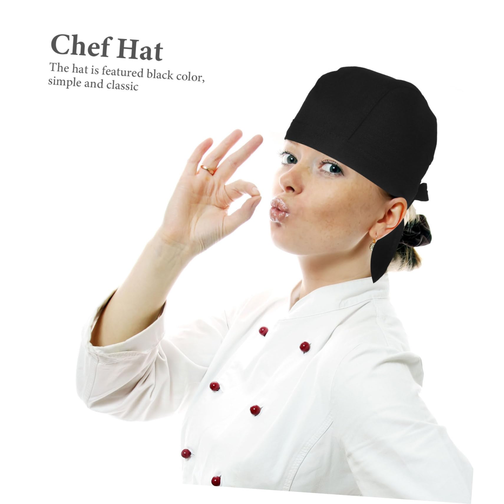 Beaupretty Gorro de Chef de Tela de Algodón Negro, 6 Unidades | Restaurante y Cocina, Ajuste al Cuero Cabelludo, Ayuda a Evitar Aceite