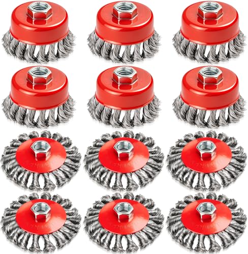 DIYSELF 12 Pack Wire Wheel for Grinder, 3-Inch & 4-Inch Wire Brush Set