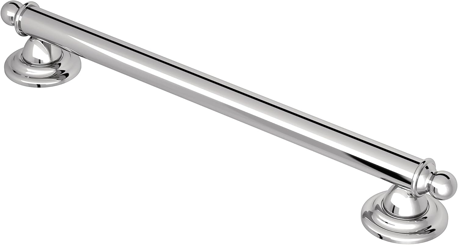 Moen YG2212CH Bathroom Safety 12-Inch Stainless Steel Traditional Bathroom Grab Bar, Chrome