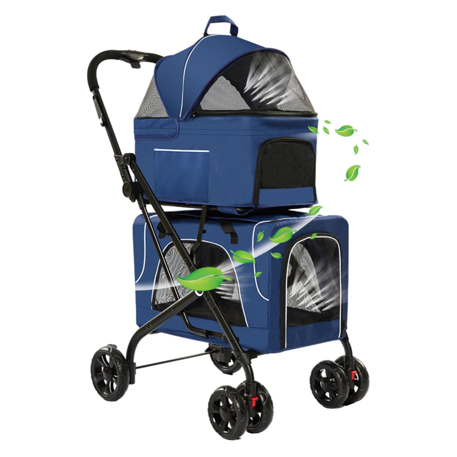 Oseczmut Cochecito doble para mascotas para 2 gatos,Cochecito para perros para 2 perros,Cochecito doble multiusos para gatos, transportador para perros con ruedas - Cochecito ligero para gatos,