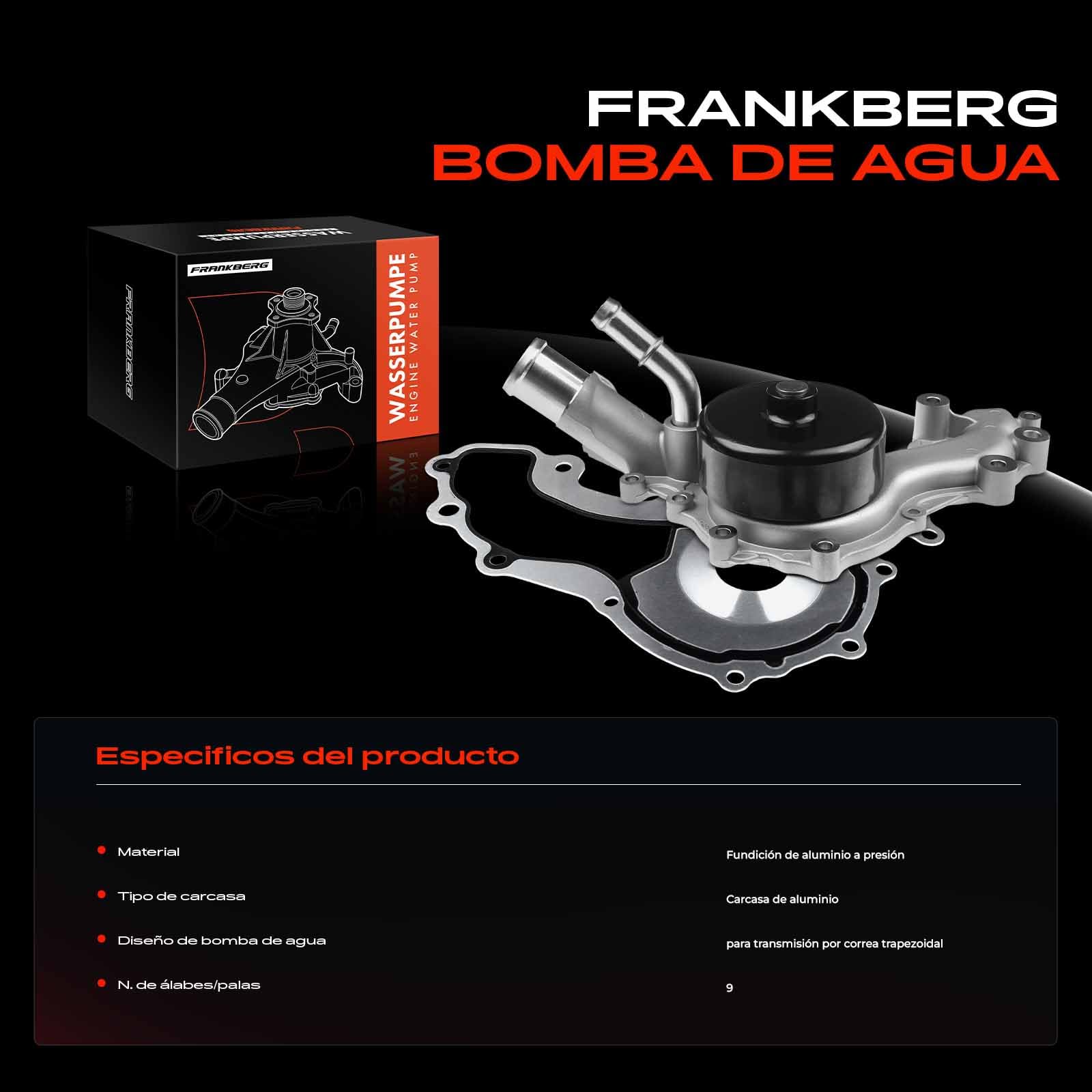 Frankberg Bomba de agua AW6169 | Compatible con: Grand Cherokee IV Segunda Guerra Mundial, Cargador, Tema LX, Freemont 345, Viaje, 300 C LX, Challenger Coupé