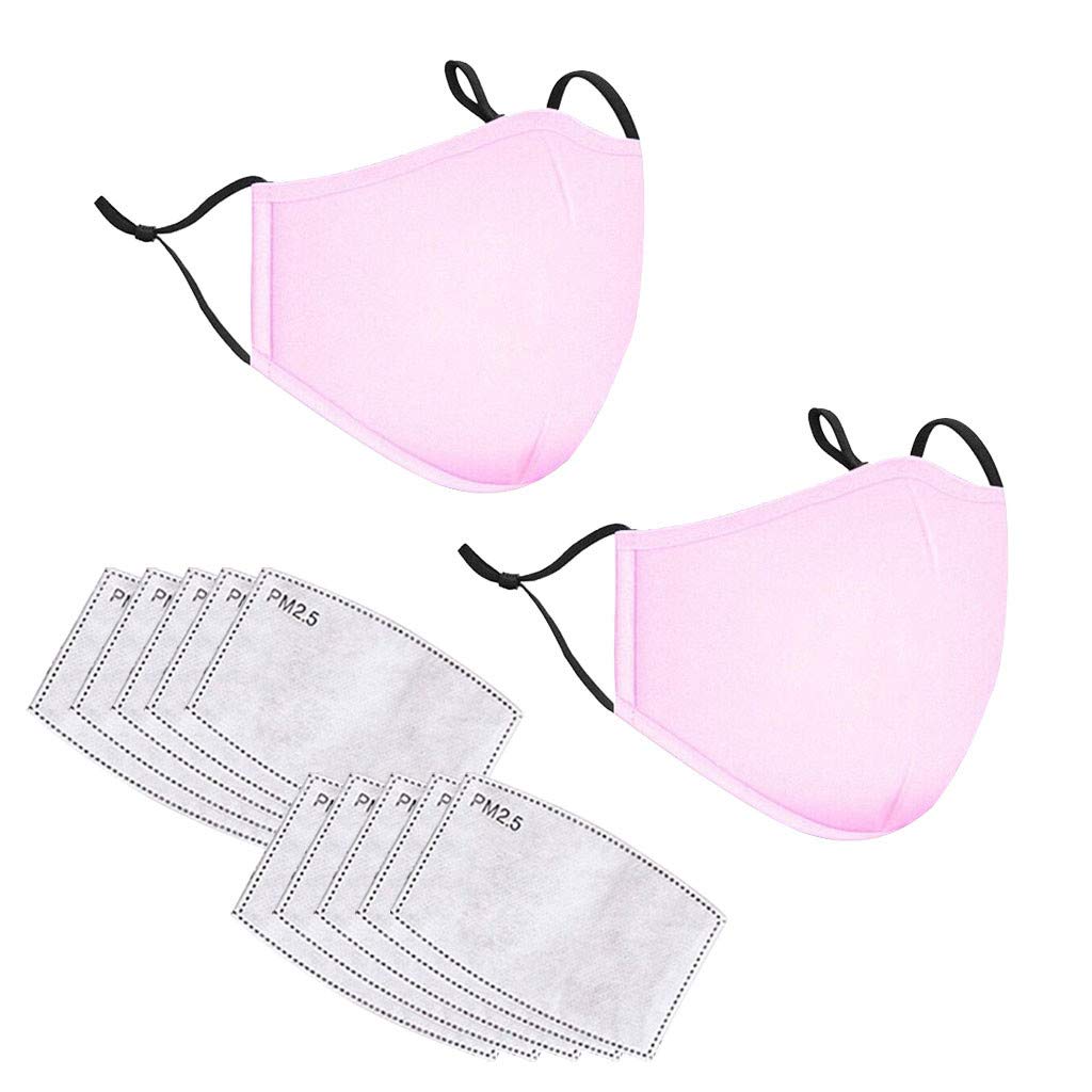 Dust Mask, Solid Color Face Mouth Masks Washable Anti PM2.5 Adjustable Strap Face Mask for Bicycle Motorcycle Running Skiing (Pink)