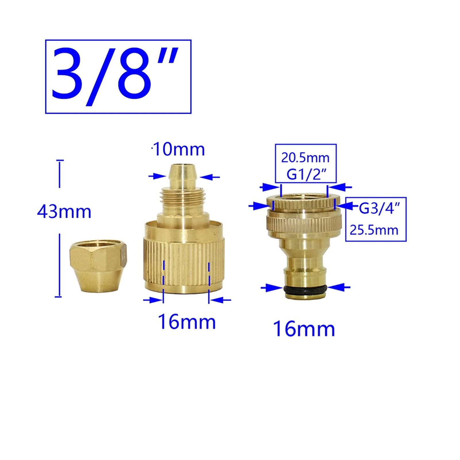 Garten-Klempnerschlauch-Adapter 5 Sätze aus Messing 1/2-Zoll 5/8-Zoll-3/4-Zoll-Gartenschlauch Schnellkupplungen mit Innengewinde 1/2 3/4-Zoll-Gewinde-Nippelverbinder 16mm 20mm Schlauchadapter