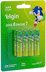 Pilha Alcalina AAA com 8 unidades Elgin Palito