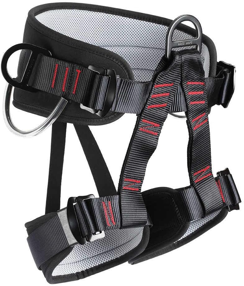 HandAcc Professional Climbing Harness - Thickened Half Body Safety Belt for Tree Climbing, Roofing, Fire Rescue, Rappelling - 25KN Strength, 300KG Limit