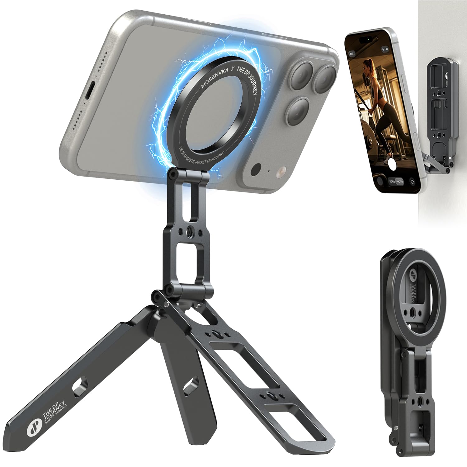 Amazon.com: MOSENVKA Dual Magnetic Phone Tripod Foldable Double