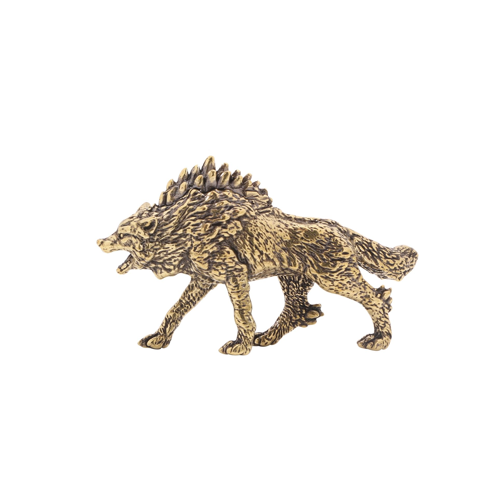 NGDFGR Brass Coyote King Miniature Statue,Metal Animal Wolf Sculpture Desktop Ornament Home Bonsai Micro Landscape Decr Accessories