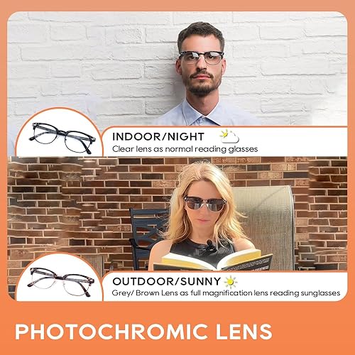 Miniatura 9 de Paquete de 2 lentes de sol de lectura para hombres y mujeres, lentes de sol vintage para lector de lentes completos, lentes de sol para exteriores,