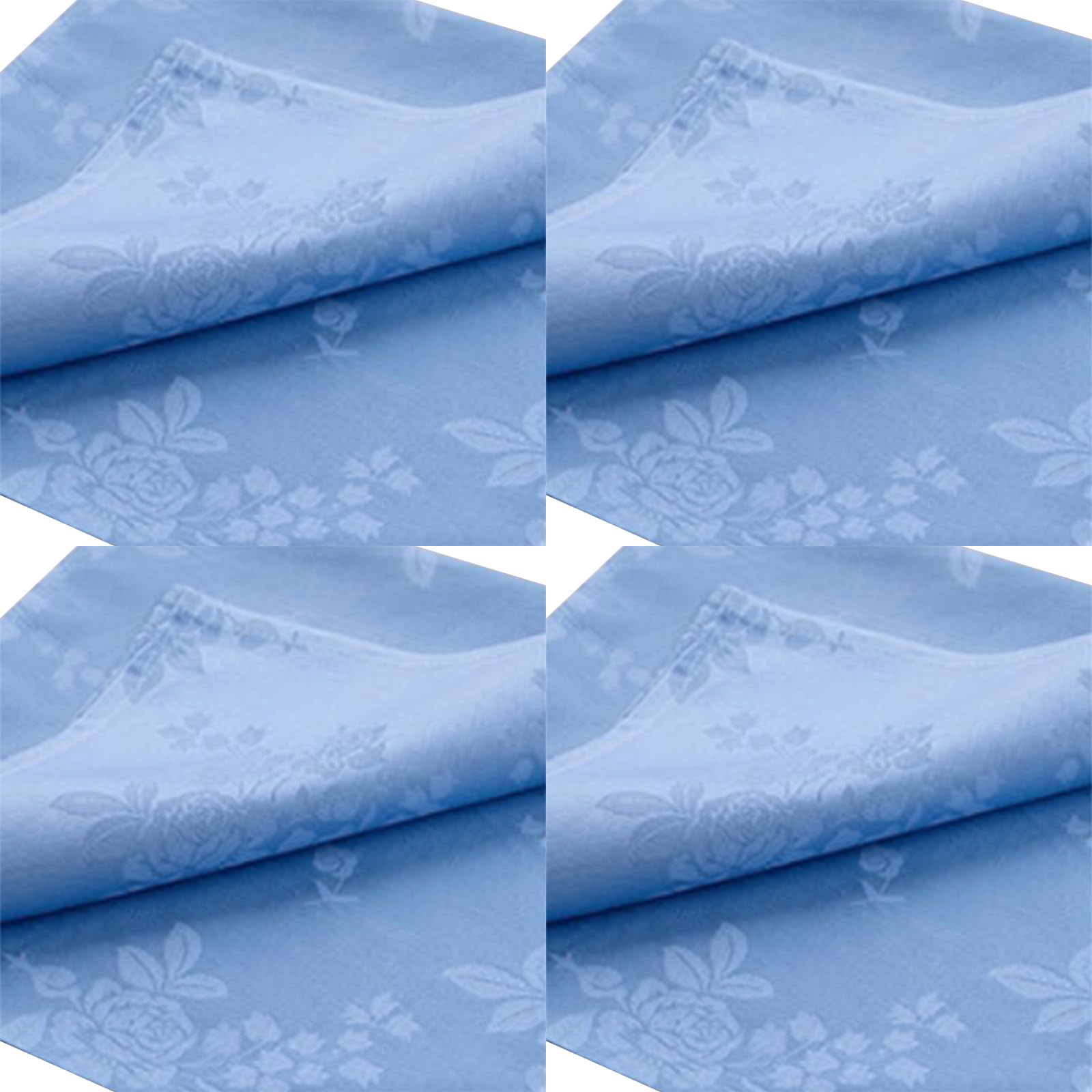 Jarsense 4PCS Polyester Cotton Napkin 45 * 45cm Cloth Napkins with Rose Pattern Suitable for Wedding Banquet Dinner Christmas Table Decoration (Blue)