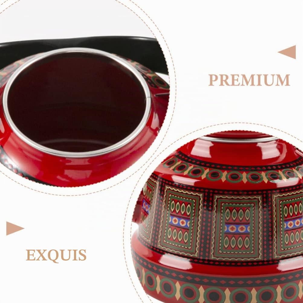Cabilock Théière émaillée - Vintage - Bouilloire antique - Rétro - Bouilloire nostalgique - Cafetière émaillée - Pichet à induction - 1,7 l - Rouge