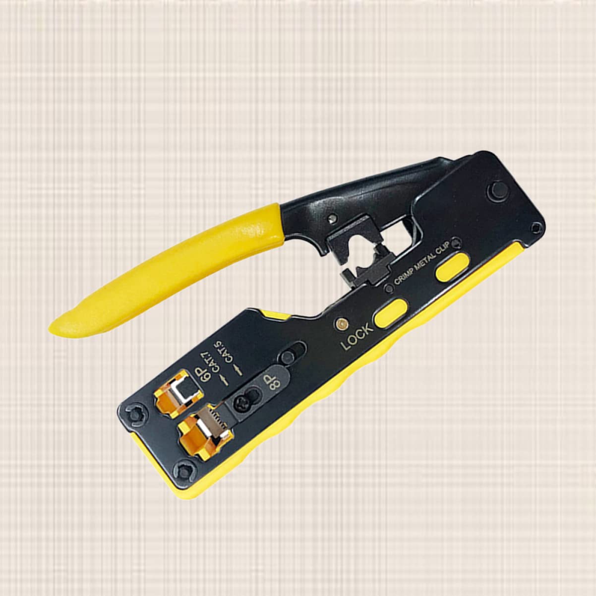 Pinza Crimpatrice Rete Cat 7 a Foro Passante, Doppio Uso | Sgancio Rapido a Cricchetto Cavità 6p/8p Acciaio Utensile e Abs per Rj-12 , Rj-11 e Rj-45