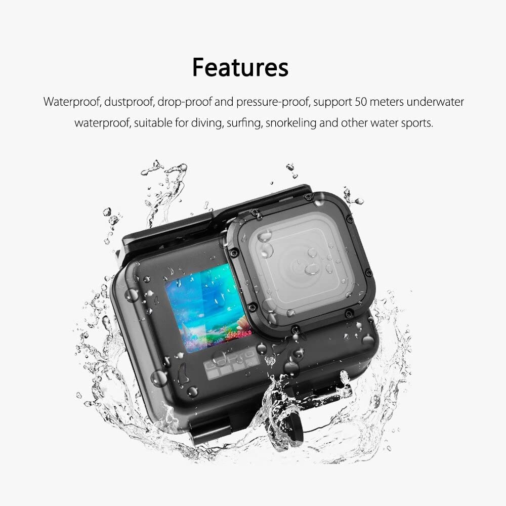 amiciCare Waterproof Case Compatible for GoPro Hero 10 Hero 9, 50M Water Protective Cover for Action Camera with 2 Back Cover 4