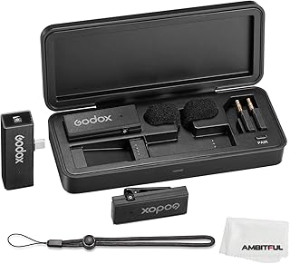 Godox MoveLink Mini UC KIT2 2.4GHz Wireless Microphone Lapel Mic 2X TX Transmitters + 1x Receiver with Charging Case for Android Type-C – Black