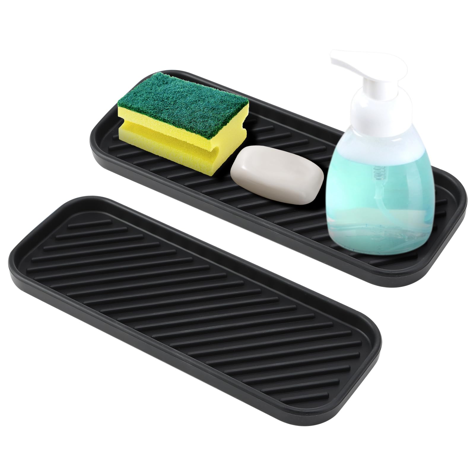 2 Contenitori In Silicone Per Lavello - Portaspugne E Sapone, Organizer Antiscivolo Per Cucina/Bagno - Foto 4