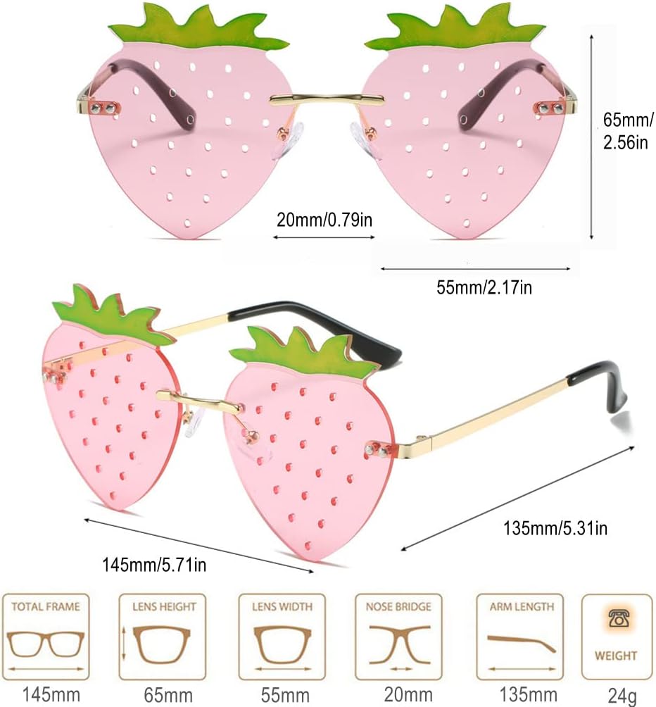 Cute Strawberry Shape Sunglasses for Women Men Girls Boys Party Prom Accessories Halloween Christmas Costumes Glasses (Pink) - Image 5