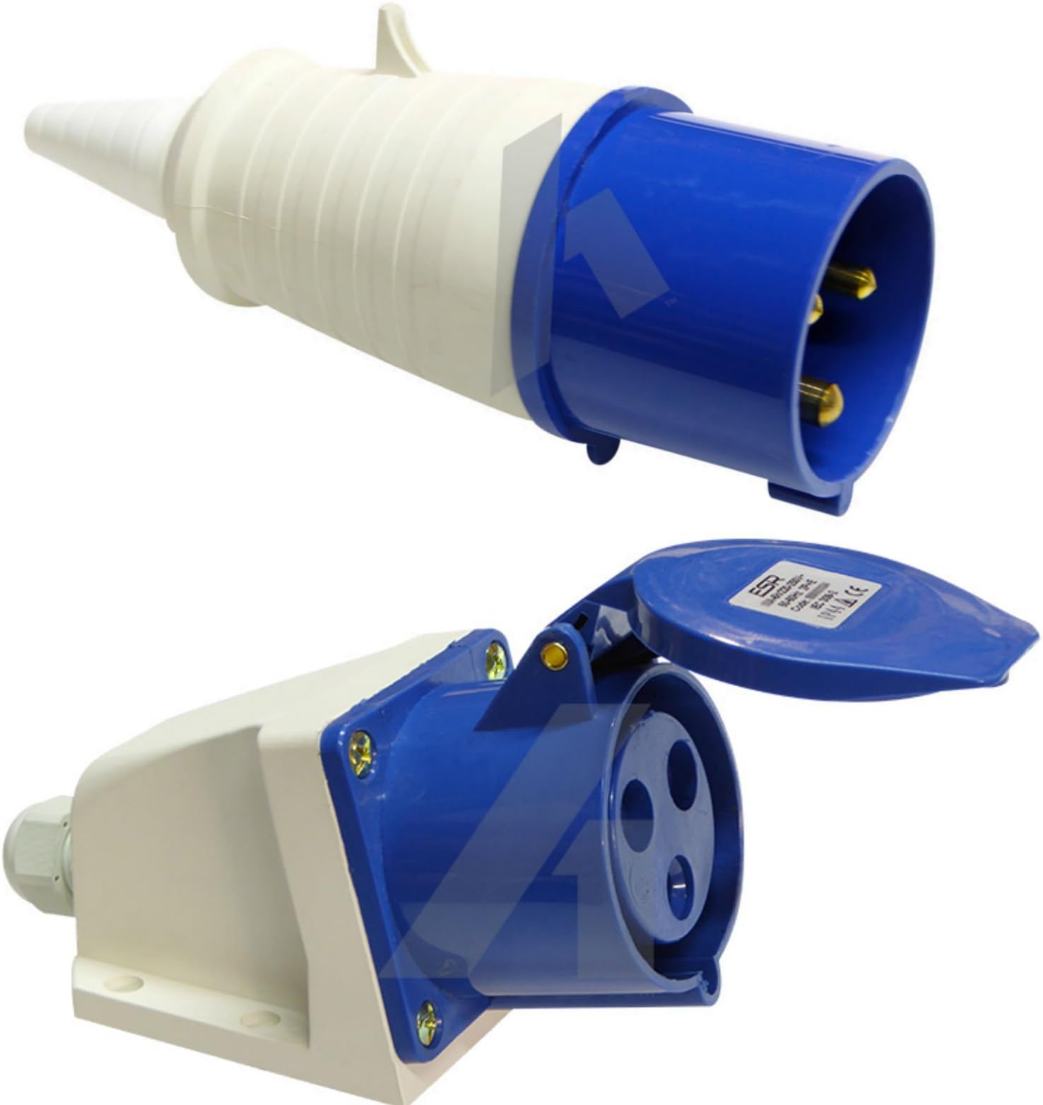 16 Amp Plug and Socket IP44 Splashproof Surface Mount 220-250 Volt