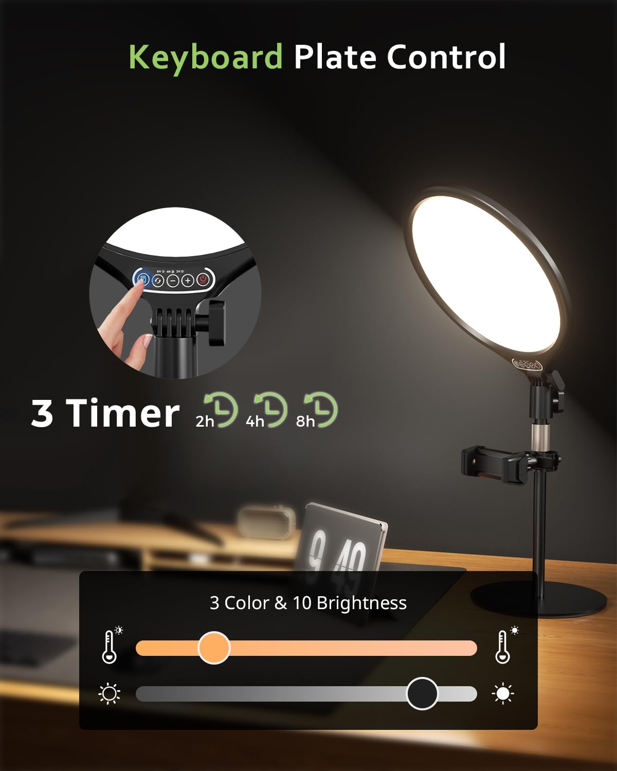 Aureday 12'' Selfie Ring Light with Tripod Stand and Phone Holder, LED Lighting with Phone Stand for Video Recording, Compatible with Cell Phone, Cameras and webcams