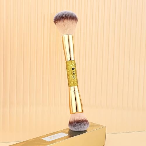 Vista 43 de DUcare Brocha para base de maquillaje, brocha de maquillaje de doble extremo, cepillo autobronceador para mezclar polvo líquido, corrector, crema