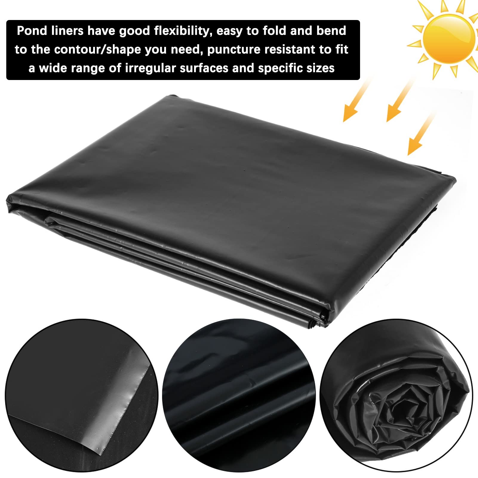 Genérico Revestimientos Flexibles y duraderos para estanques - Lámina paisajística Impermeable y Resistente a los Rayos UV para estanques de Peces, Fuentes y protección de taludes - Membrana resisten