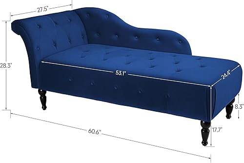 Miniatura 2 de Alkmaar Chaise lounge de terciopelo moderna silla de descanso con botones y patas de madera maciza silla tapizada para interiores para sala de estar