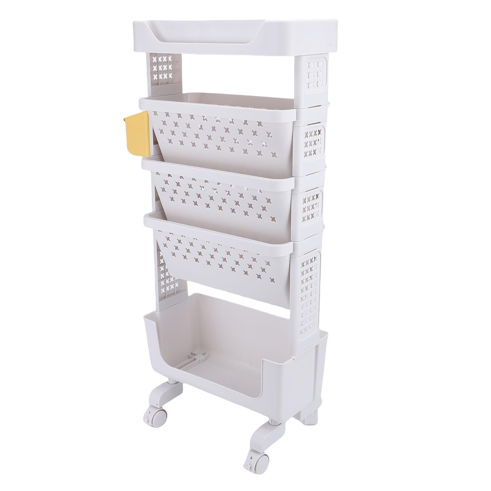 Wózek na Książki na Kółkach Wielopoziomowy, Solidny, Ruchomy Organizer do Przechowywania w Sypialni biurowej. Materiał PP. Wysokość 85 Cm (WHITE)