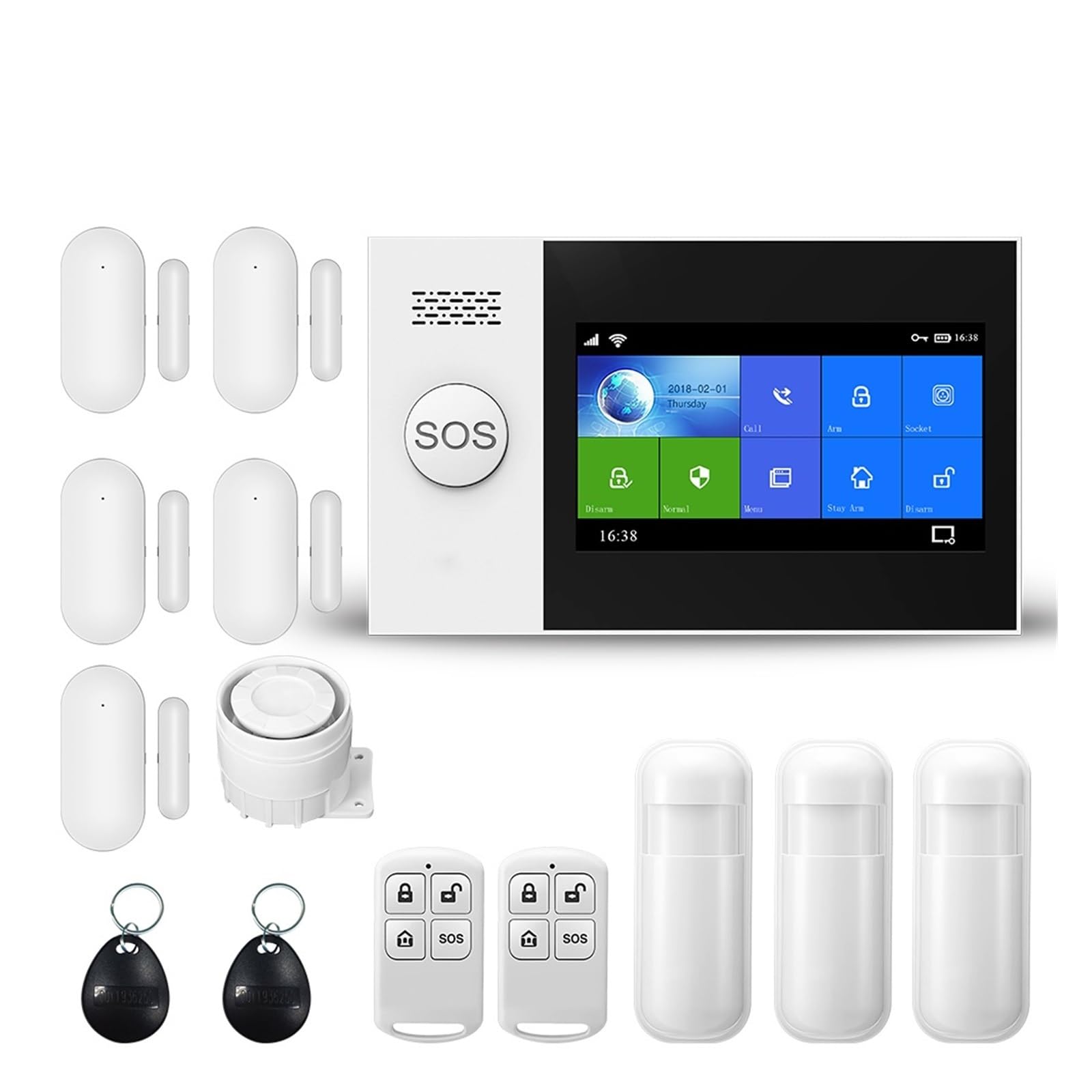 Sistemi di Sicurezza per La Casa Wireless Home WiFi gsm Sicurezza Domestica con sensore di rilevamento del Movimento Antifurto di Controllo App(D.)