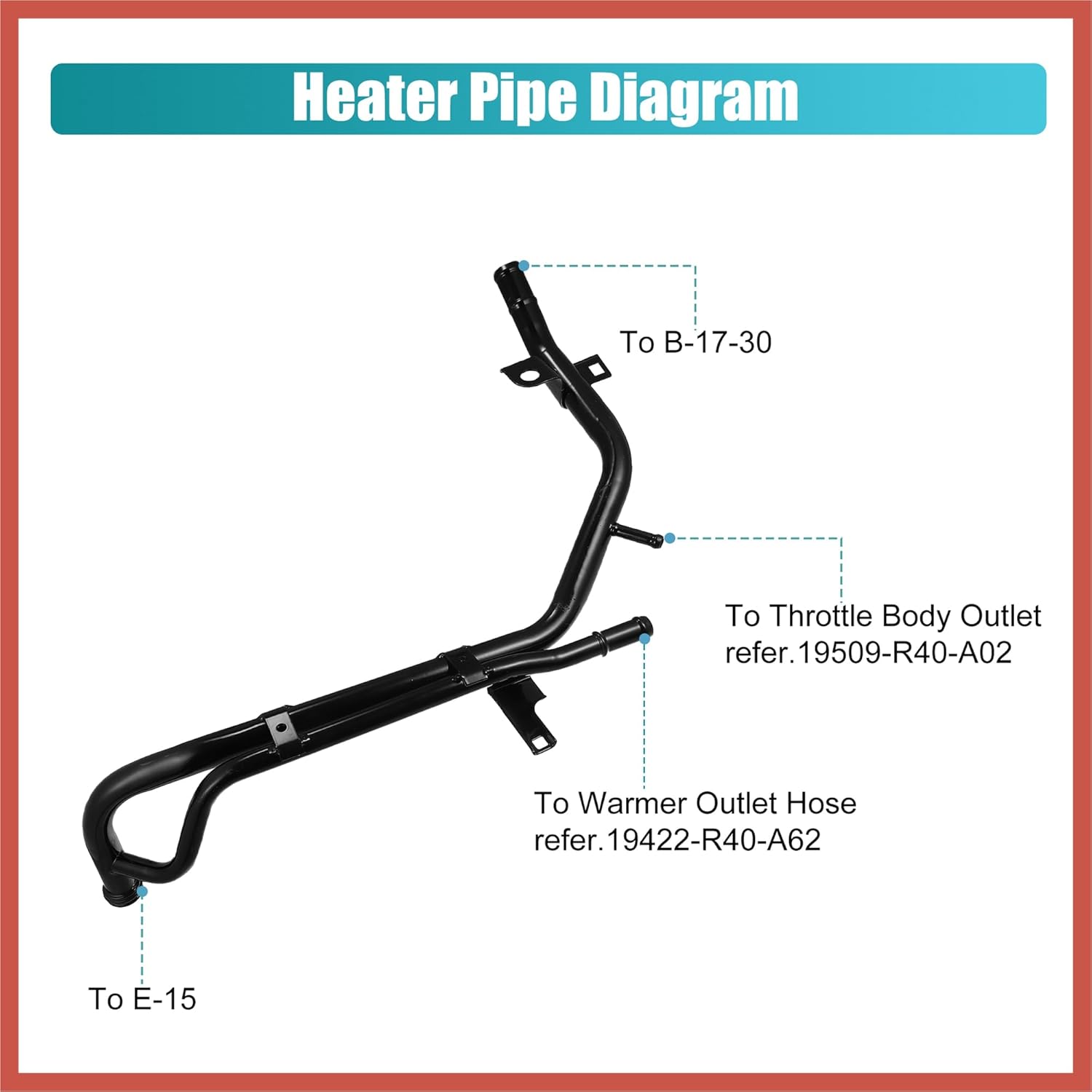 ACROPIX Metal Heater Pipe for Honda Accord 2011-2012, CR-V 2012-2014, Crosstour 2012-2015 - Black, 1x (1.45 pounds)