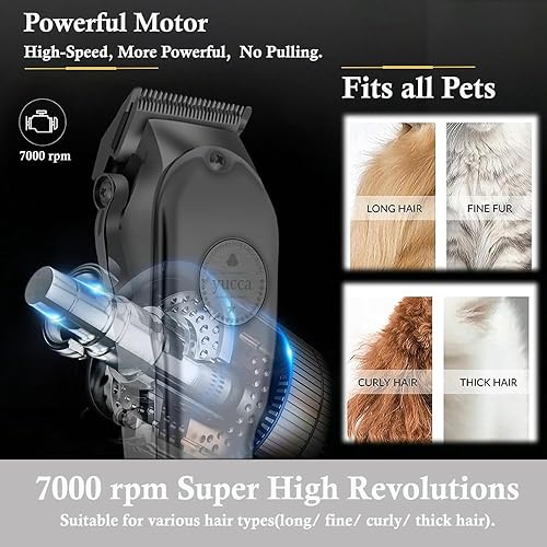 Miniatura 4 de yucca Cortapelos de aseo para perros gruesos y pesados, recortadores inalámbricos para perros, profesionales con hoja de metal para mascotas,
