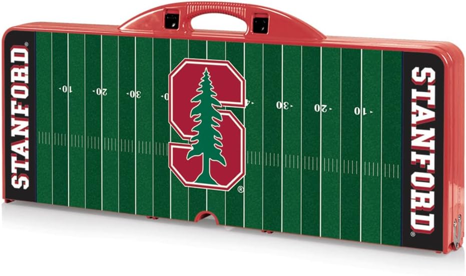 PICNIC TIME NCAA Stanford Cardinal Football Field Folding Picnic Table - Camping Table - Outdoor Table with Umbrella Hole, (Red)