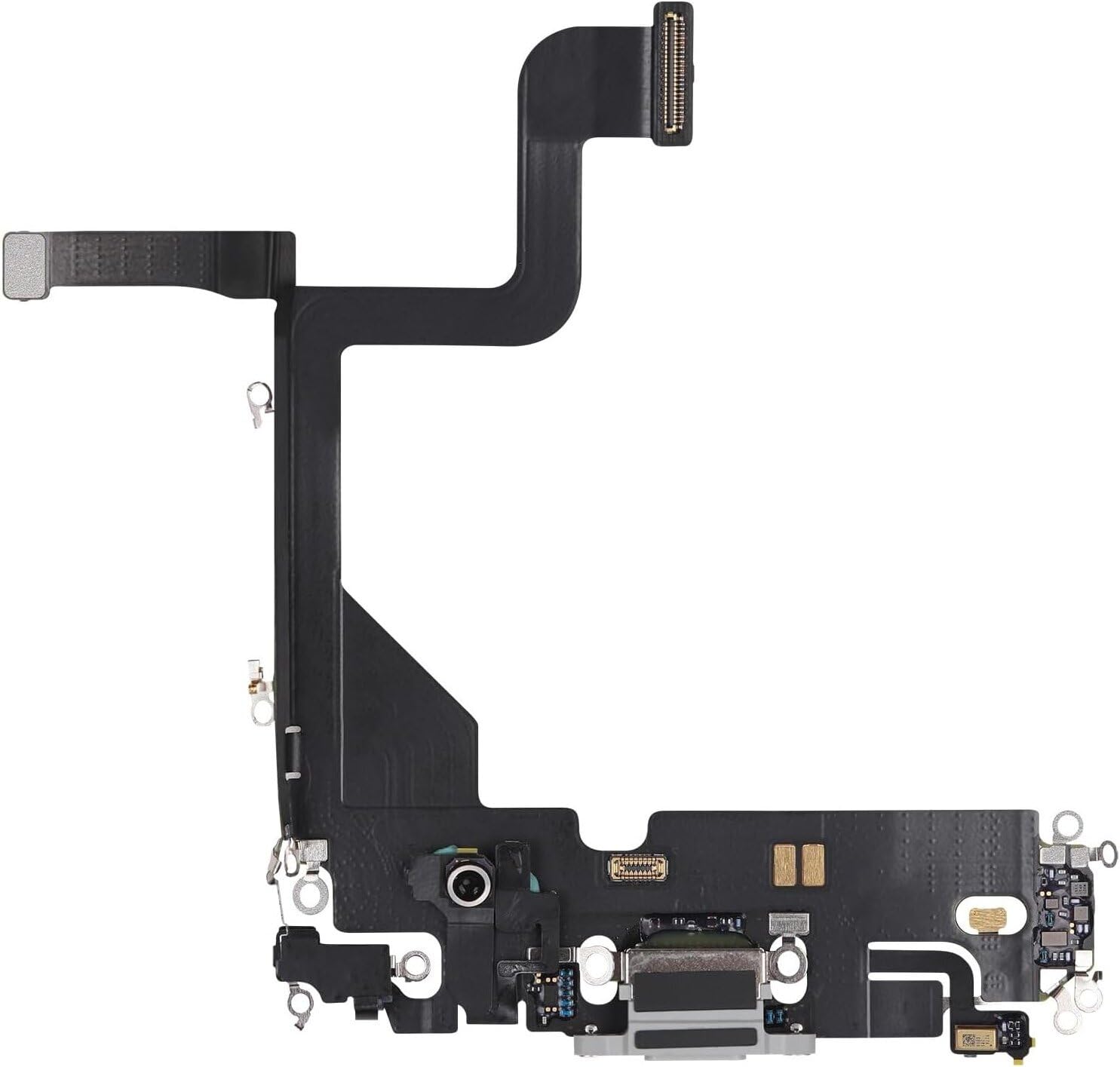 Johncase OEM USB Charging Port Dock Connector Flex Cable + Microphone Mic Replacement Part Compatible for iPhone 13 Pro All Carriers (Black)