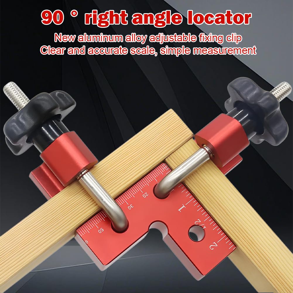 Ángulo de posicionamiento de 90 grados, 2 unidades, pinzas de ángulo recto de aleación de aluminio, tensor de ángulo recto, herramientas de carpintería para carpintería, bricolaje, manualidades, rojo