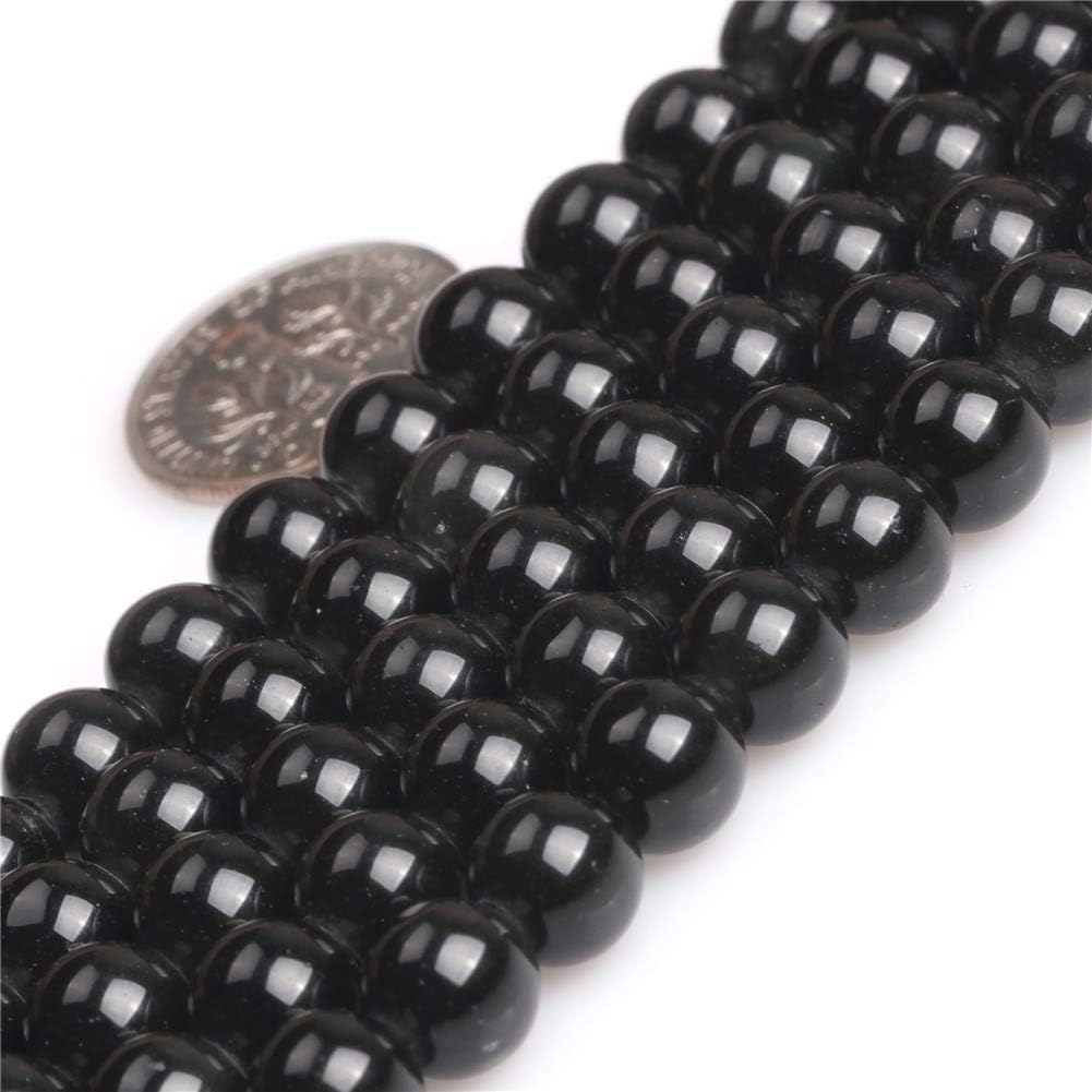 SHGbeads Black Obsidian Natural Gemstone Loose Beads for Jewellery Making Round 8mm Big Hole 1.5mm-2mm 15" - Image 3