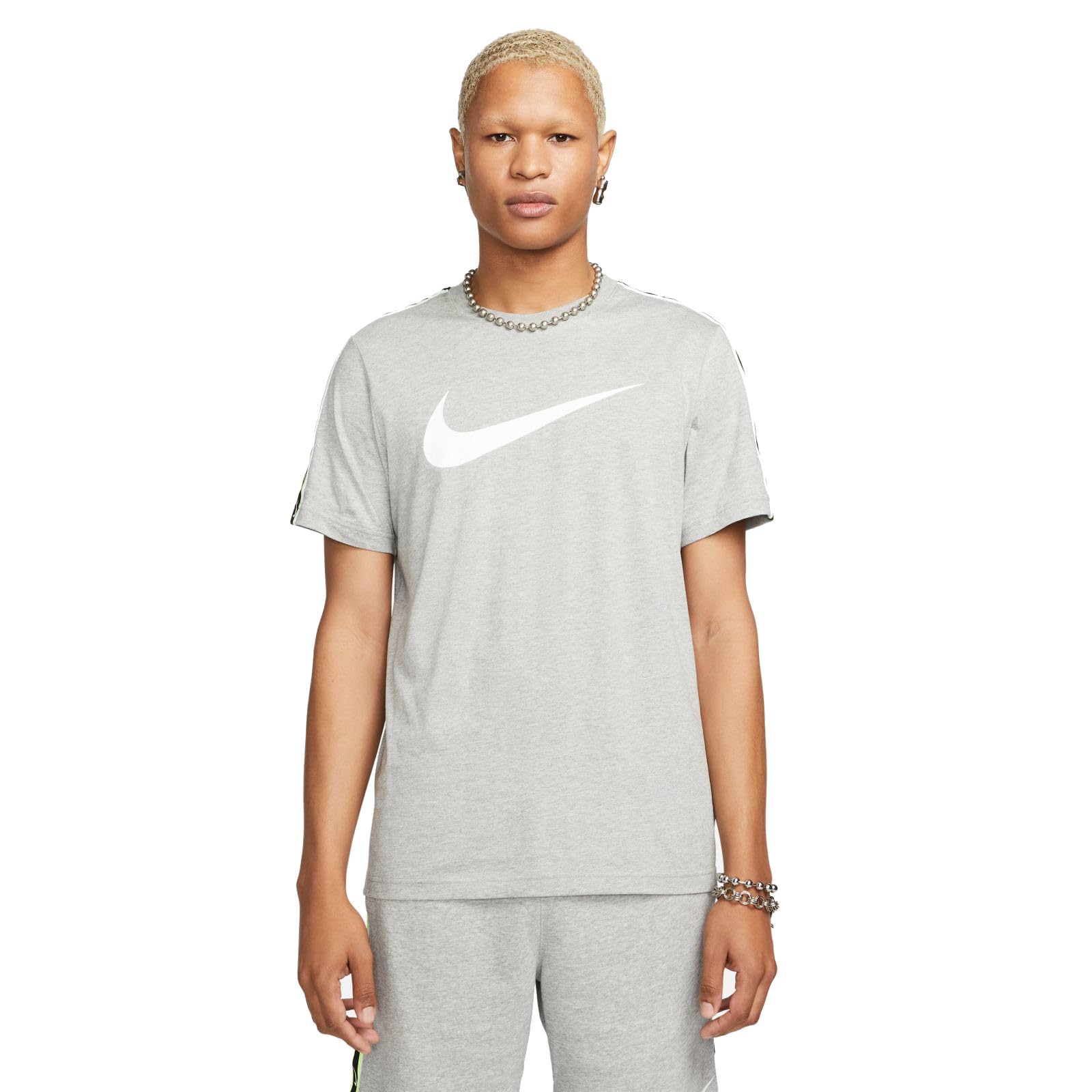 Nike Mens Nsw Repeat Short Sleeve T-Shirt S Dk Grey Heather/Dk Grey Heather/(White)