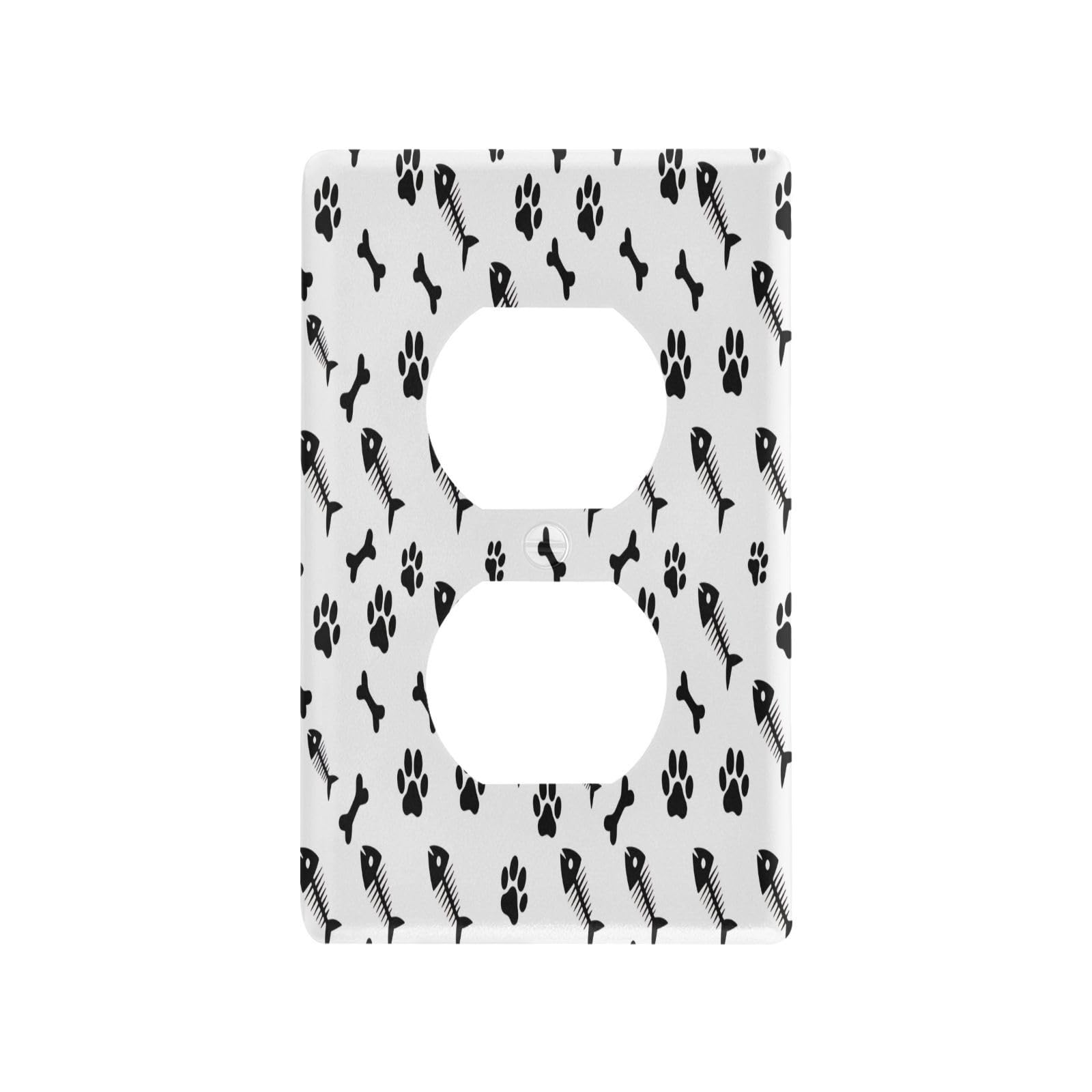 BOESI Doodle Fish Bone and Claw Light Switch Cover Trim, Switch Panel Trim, Receptacle Cover, Double Receptacle Receptacle Cover, 4.53 * 2.76 inches