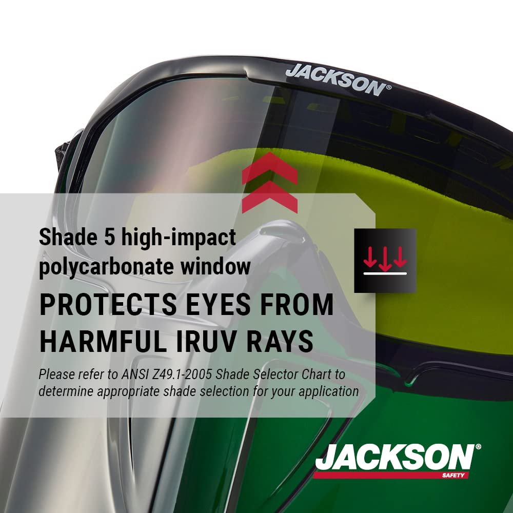 Jackson Safety GPL Series Safety Goggles with Detachable Flip-Up Face Shield - Anti-Fog Goggles for Men and Women, Fits Over Glasses - ANSI Z87.1 - Shade 5 IR Lens