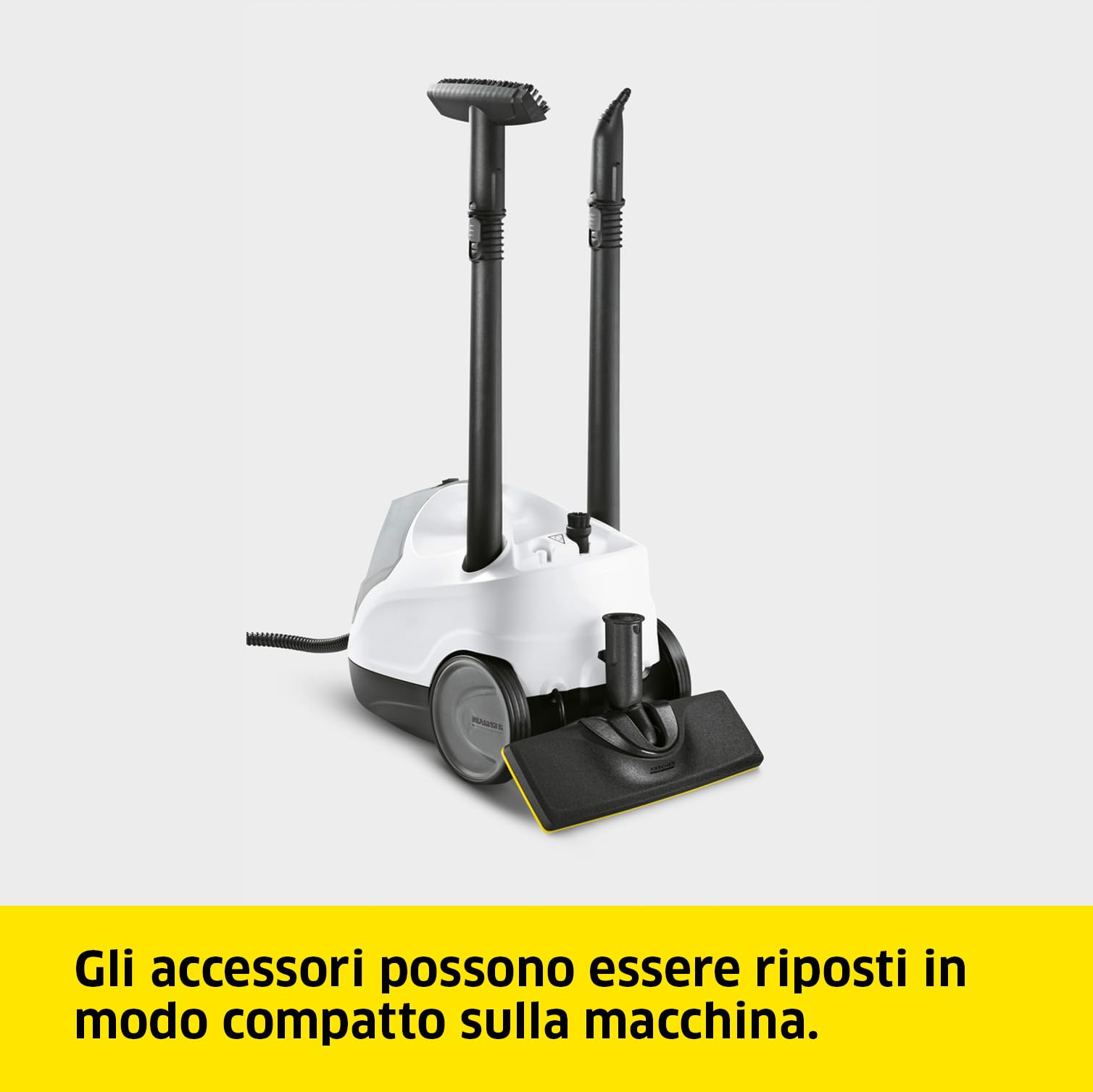 KÄRCHER Pulitore a Vapore SC 4 EasyFix, Pronto in 4 min. 2000 W, Serbatoio estraibile 1,3 litri, Area 100m², Include Kit pavimenti, Bocchetta Manuale e Panno, Spazzola, Bocchetta fessure