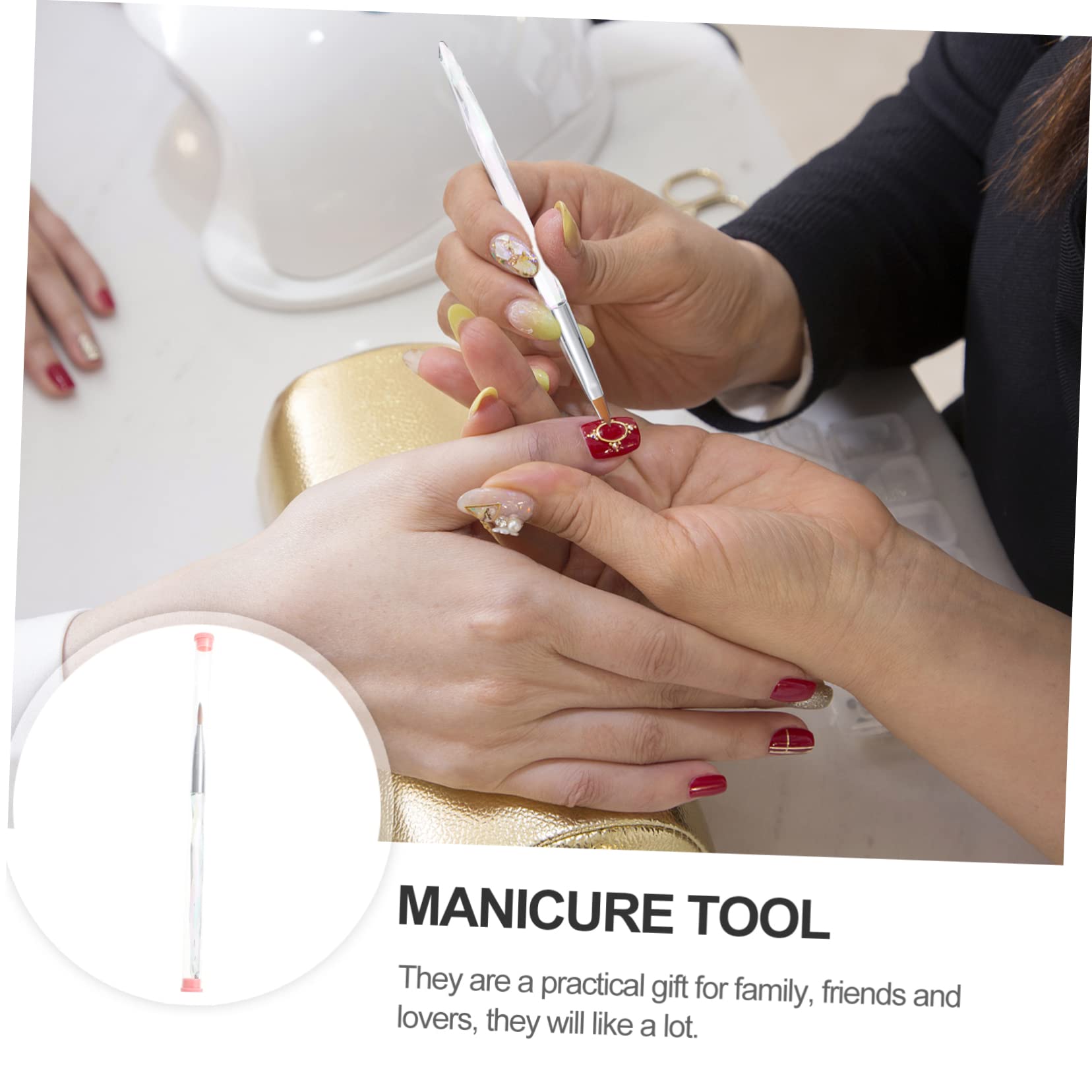 Healeved 3pezzi Pennello Per Nail Art Con Manico Trasparente e Design Unico Strumento Per Pittura Unghie Gel Accessorio Per Unghie Con Setole Flessibili e Assorbimento Potente Per Creazioni